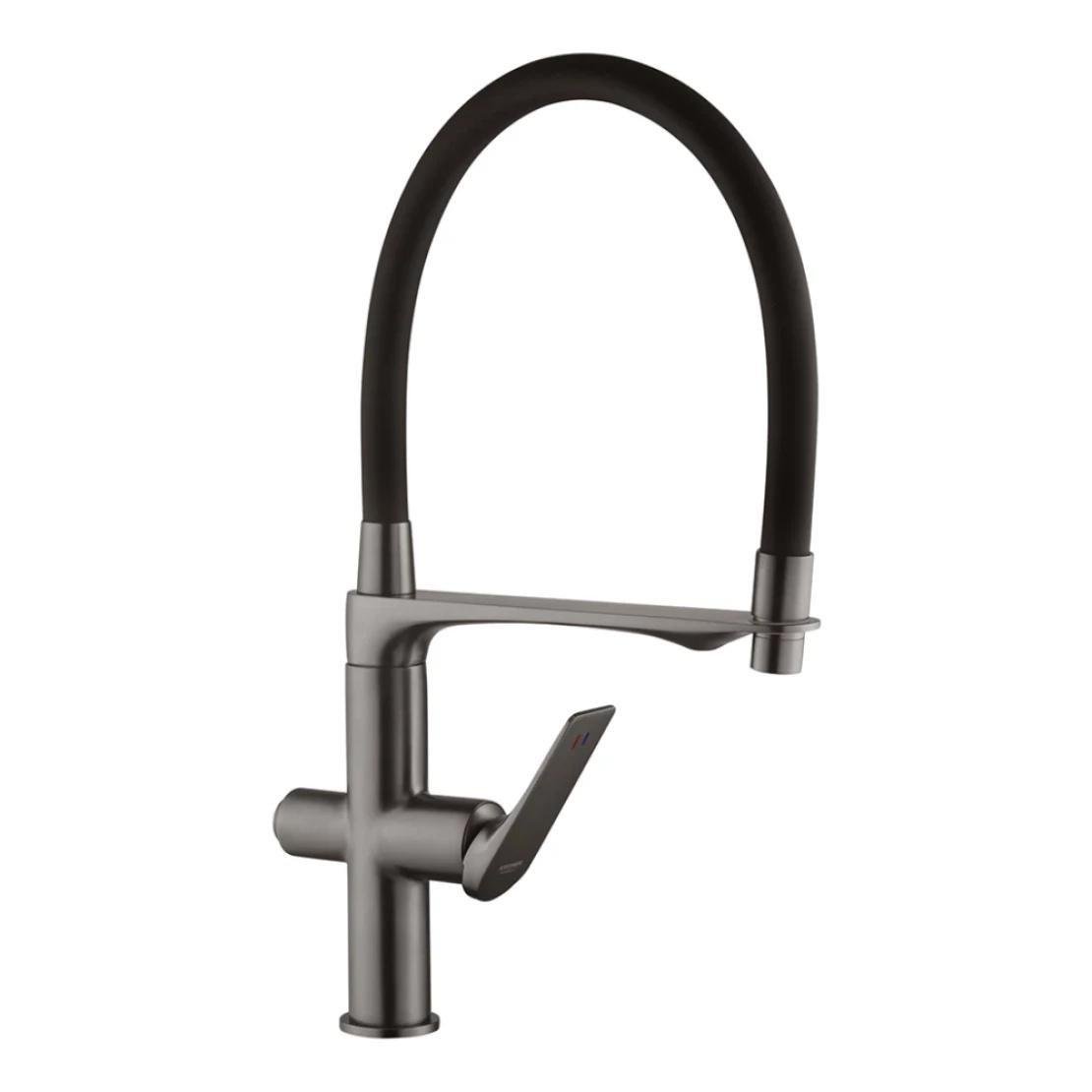 Смеситель для кухни Kroner KRP Graz GRP03815 врезное длинное излияние Графитовый (CV031337)