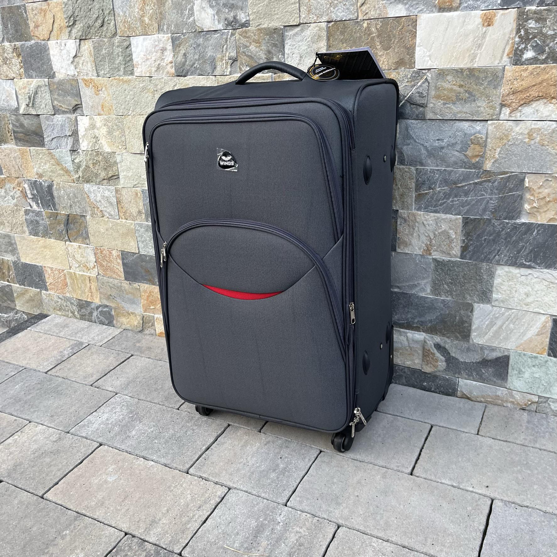 Чемодан тканевый большой на 4 колесах Wings 1708 L Серый - фото 3