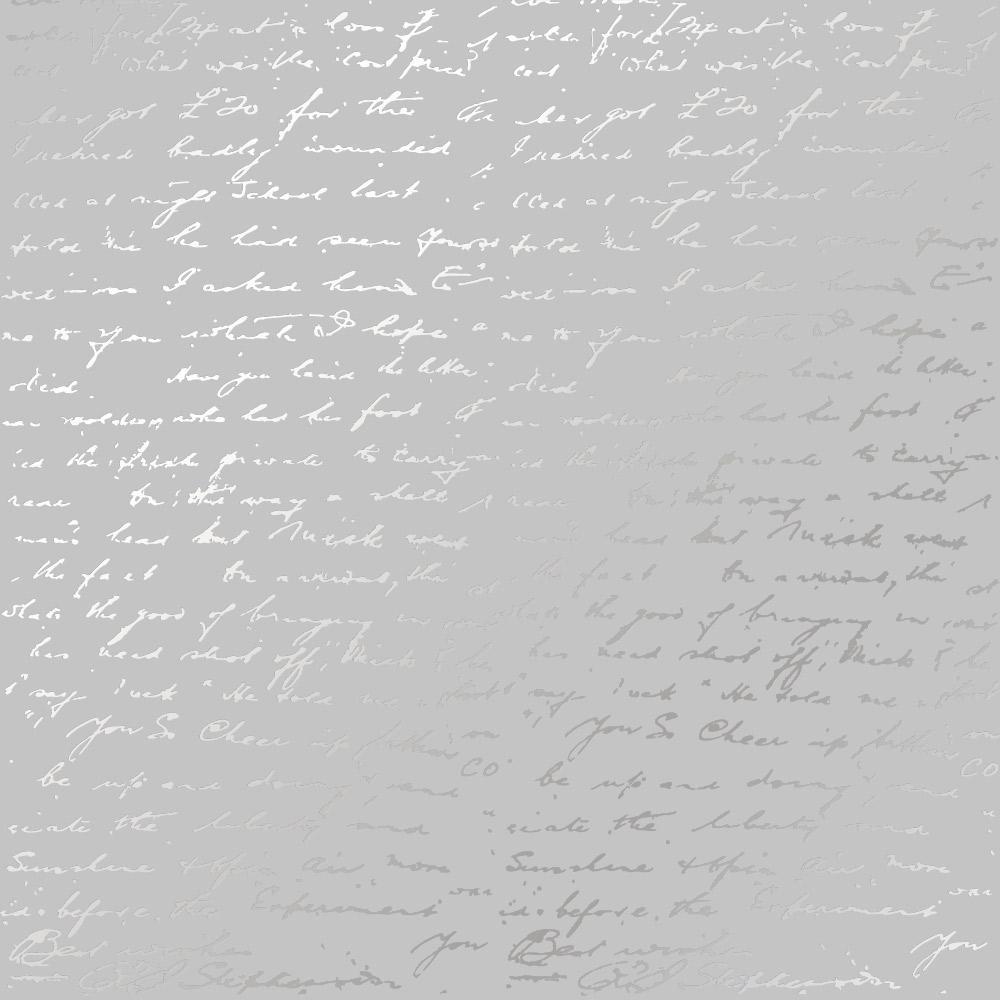 Лист бумаги односторонний Silver Text с серебряным тиснением 30,5х30,5 см Gray