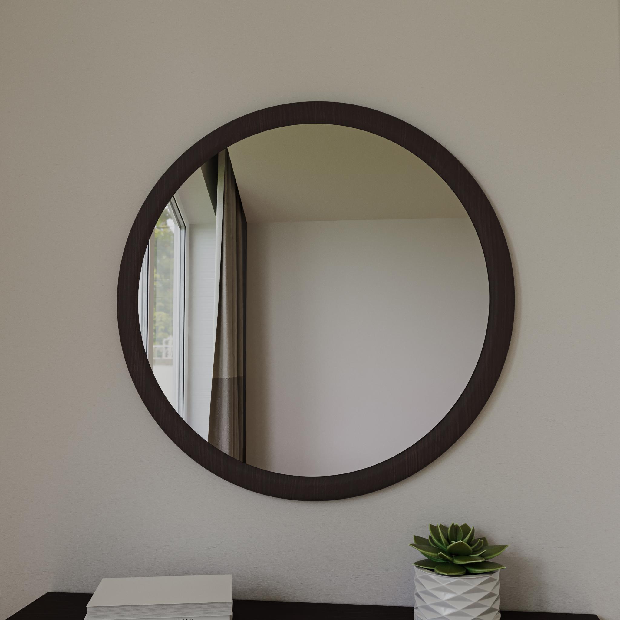 Дзеркало настінне кругле МДФ вологостійке для ванни/салону 60 см Венге (A-138)