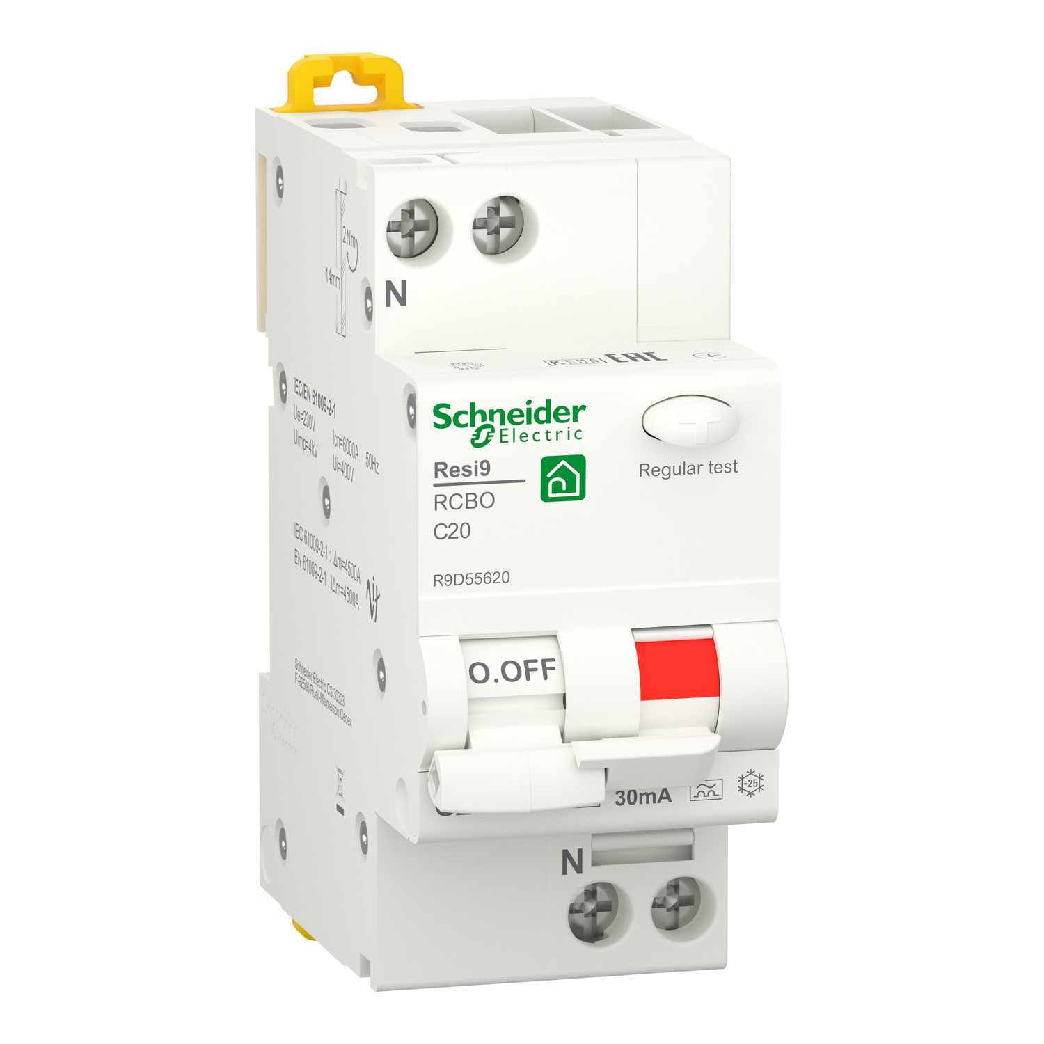 Автомат дифференциальный Schneider Electric 1Р+N 20А 30mА 6kA C Resi9 А (R9D55620)