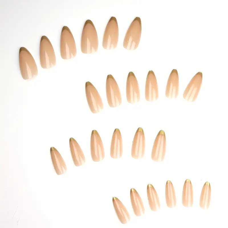 Ногти накладные Миндаль средней длины с клеевыми стиками 24 шт. Золотистый френч (3000003700) - фото 4 Ногти накладные Миндаль средней длины с клеевыми стиками 24 шт. Золотистый френч (3000003700) - фото 4