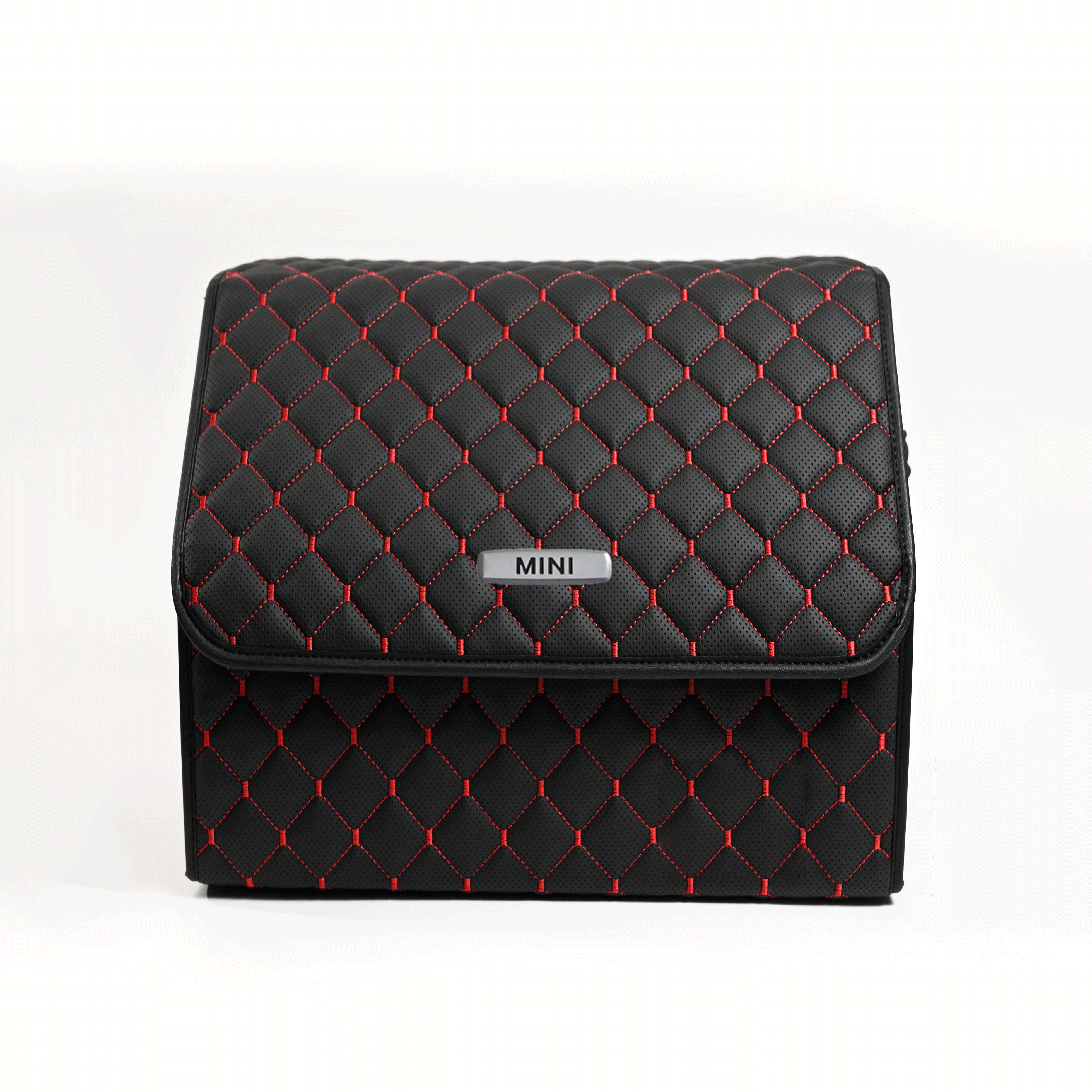 Сумка-органайзер с лого Mini в багажник CarsBAG Экокожа 30x35x30 см Черно-красный (acb-1036-1-30х35х30-027)