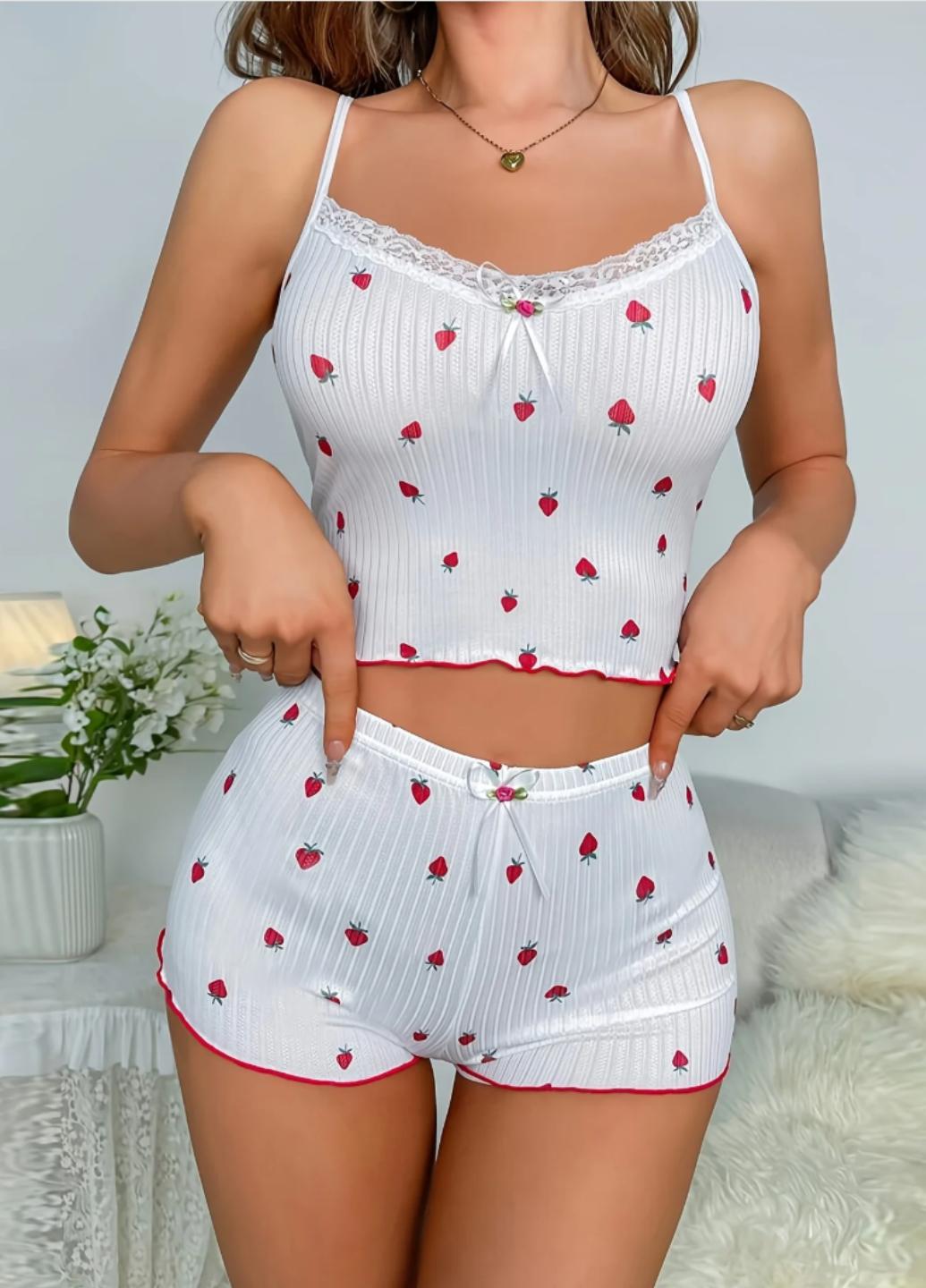 Пижама женская Love Strawberry майка-топ и шортики XL Белый (1935-48-03) Пижама женская Love Strawberry майка-топ и шортики XL Белый (1935-48-03)