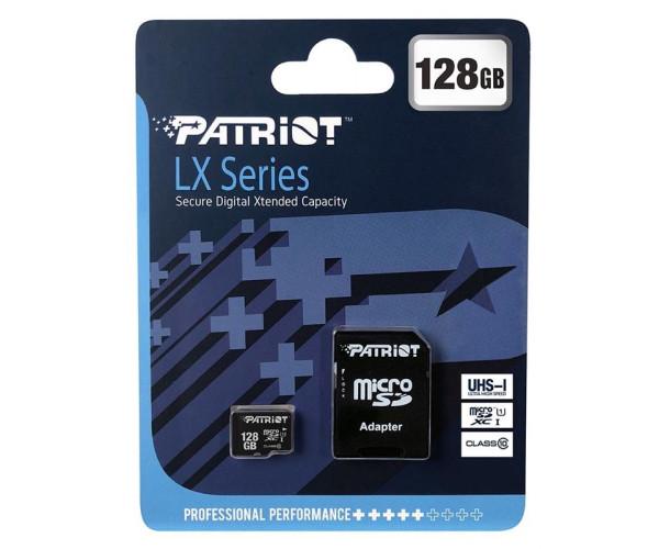 Карта памяти Patriot LX Series MicroSDXC UHS-1 10 Class&Adapter 128Gb Black