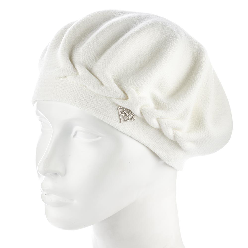 Берет женский двойной сбоку с узором Zolly ZH257 Молочный