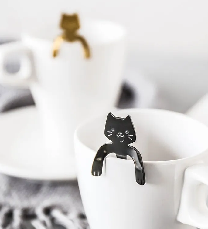 Чайная ложка с держателем на чашку в виде кота Черный (13949178) - фото 2 Чайная ложка с держателем на чашку в виде кота Черный (13949178) - фото 2