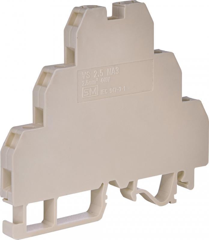 Клемма винтовая наборная трехуровневая ETI VS 2,5 NA 3 24А 2,5 мм2 75,5х6х65 мм Бежевый (3901320)