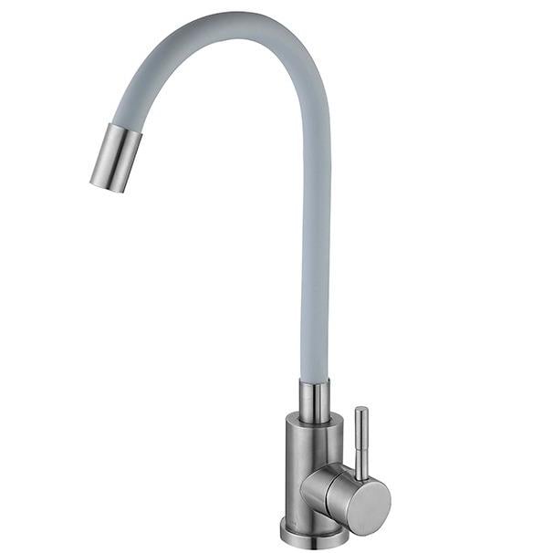 Змішувач для кухні Lidz Aria 04R-GFS LD014AR43363 з гнучким виливом Сірий (160239)