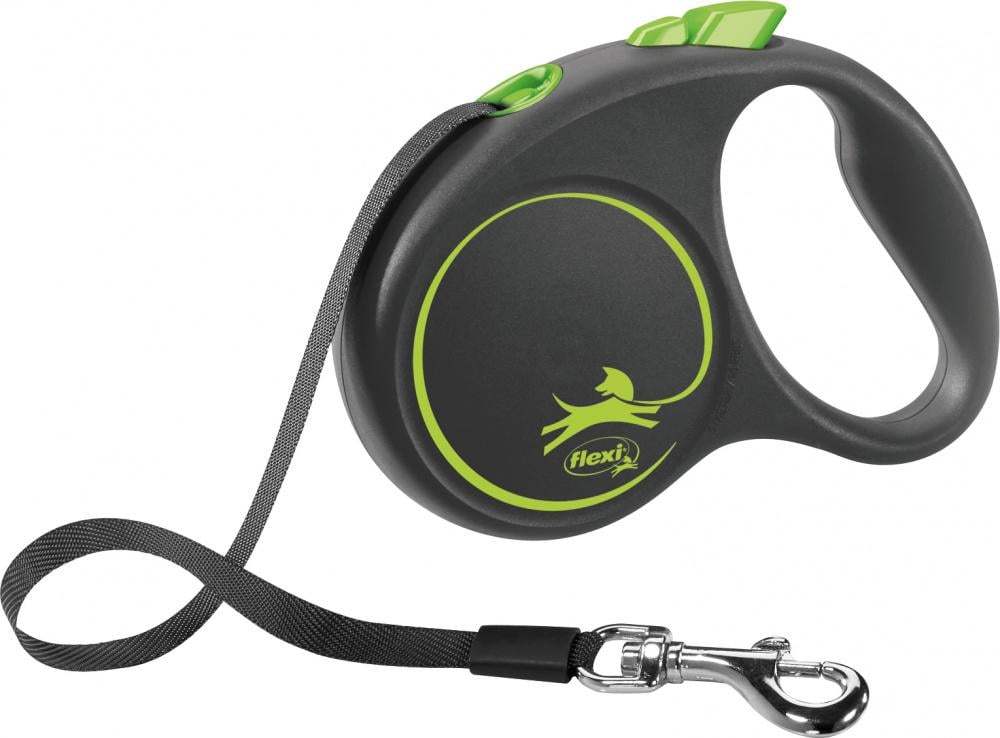Поводок-рулетка ленточная flexi BLACK DESIGN S Зеленый (TX-12354)