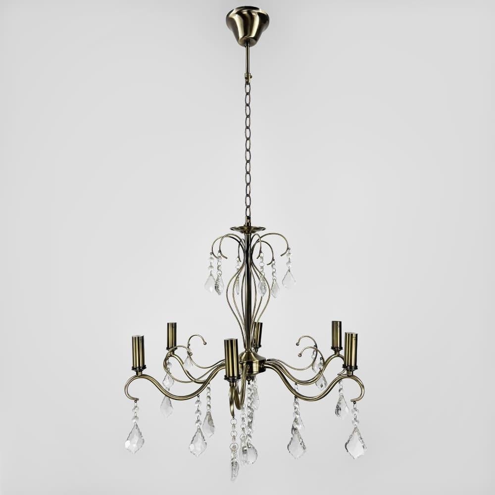 Люстра-підсвічник класична на 6 ламп Ø 60 см Сатин (6028/6) - фото 1 Люстра-підсвічник класична на 6 ламп Ø 60 см Сатин (6028/6) - фото 1