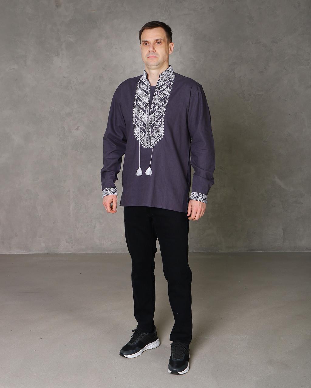 Вышиванка мужская Михаил с белой вишивкой р. 39 (KK-0822/39) - фото 8 Вышиванка мужская Михаил с белой вишивкой р. 39 (KK-0822/39) - фото 8