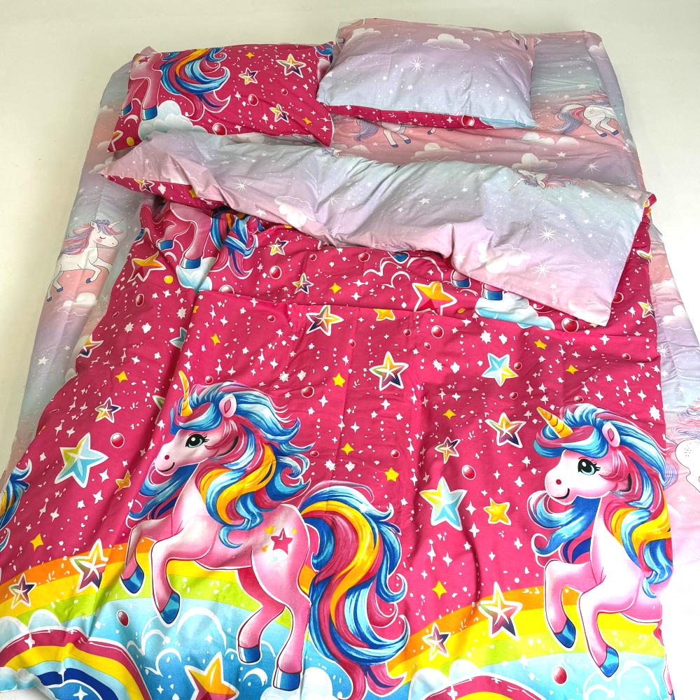 Комплект постільної білизни PaniPava Рожевий Єдиноріг бязь 155х215 см (10100793)