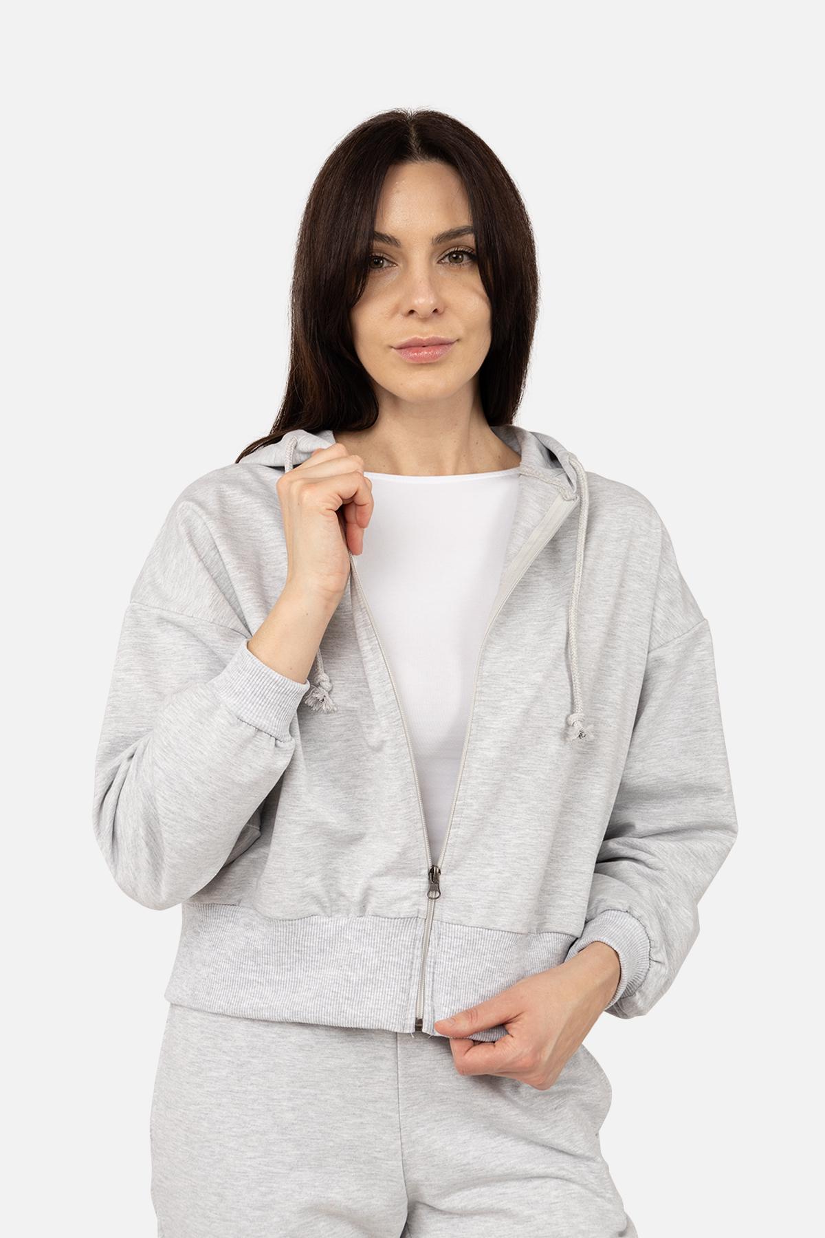 Толстовка жіноча на блискавці ЦБ-00266276 р. 42 Світло-сірий (SKT001035555) Толстовка жіноча на блискавці ЦБ-00266276 р. 42 Світло-сірий (SKT001035555)