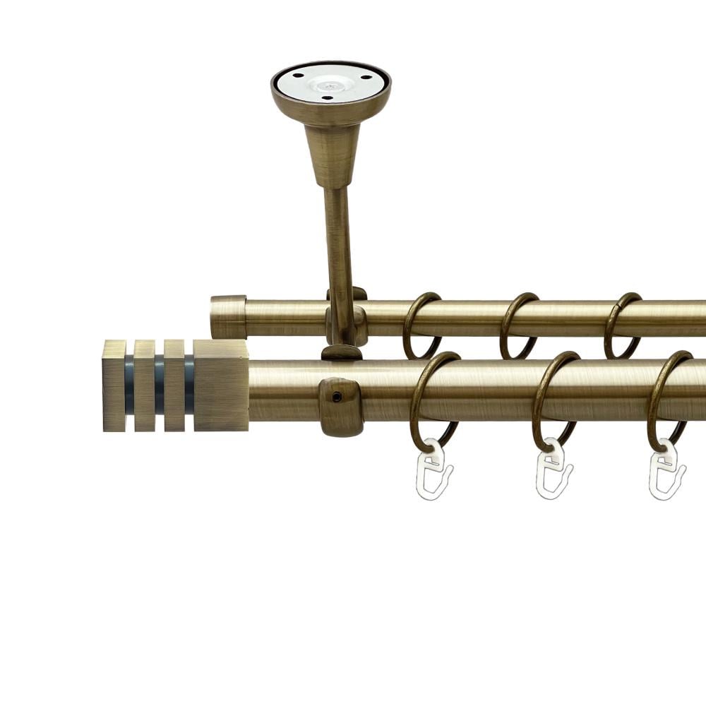 Карниз Orvit Акорда металевий дворядний відкритий до стелі гладка труба кільце металеве 25/16 мм 160 см Антик (00-00025616)