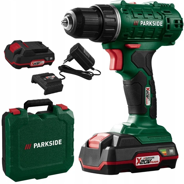 Дрель-шуруповерт аккумуляторный PARKSIDE PBSSA 20-Li A1 35 Нм с аккумулятором 20V 2 Ач и зарядным устройством (81364964)