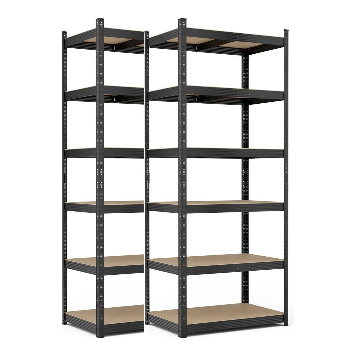 Комплект из 2 стеллажей металлических 2220x900x600 мм черных StahlPro 6 полок МДФ