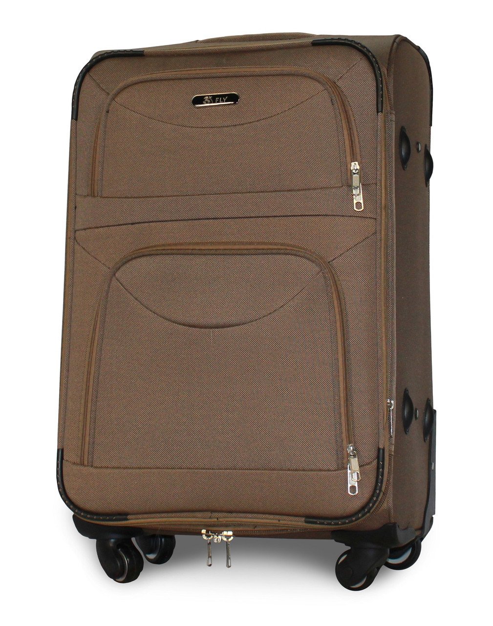 Чемодан тканевый Fly 6802 средний на 4 колесах 64х43х27 см 60 л Бежевый