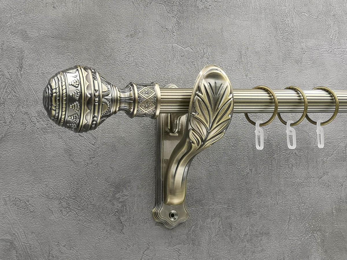 Карниз Quadrum Арабеска рифленая штанга одинарный ретро 25 мм 240 см Антик (262043546)