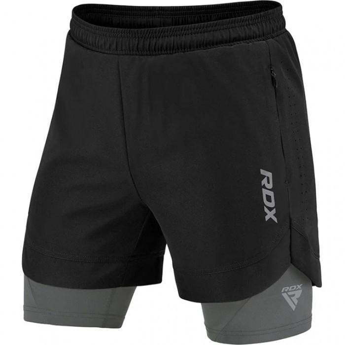 Компресійні шорти для RDX MMA T16 2в1 XL Black/Grey (MSC-T16BG-XL)