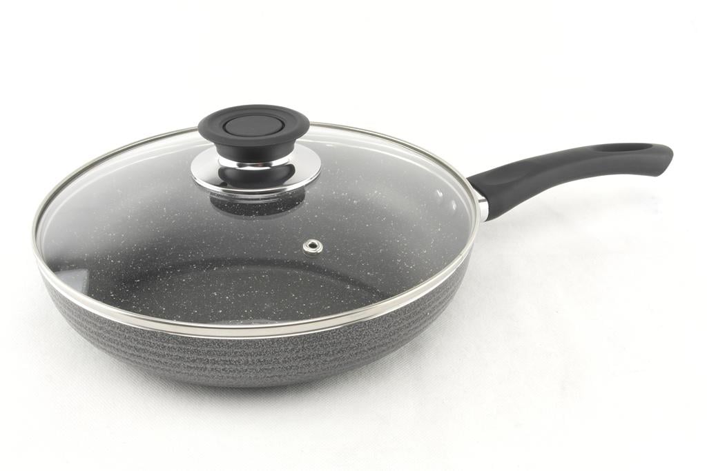 Сковорода 1108 с крышкой мраморное покрытие 24 см (AM0003563)