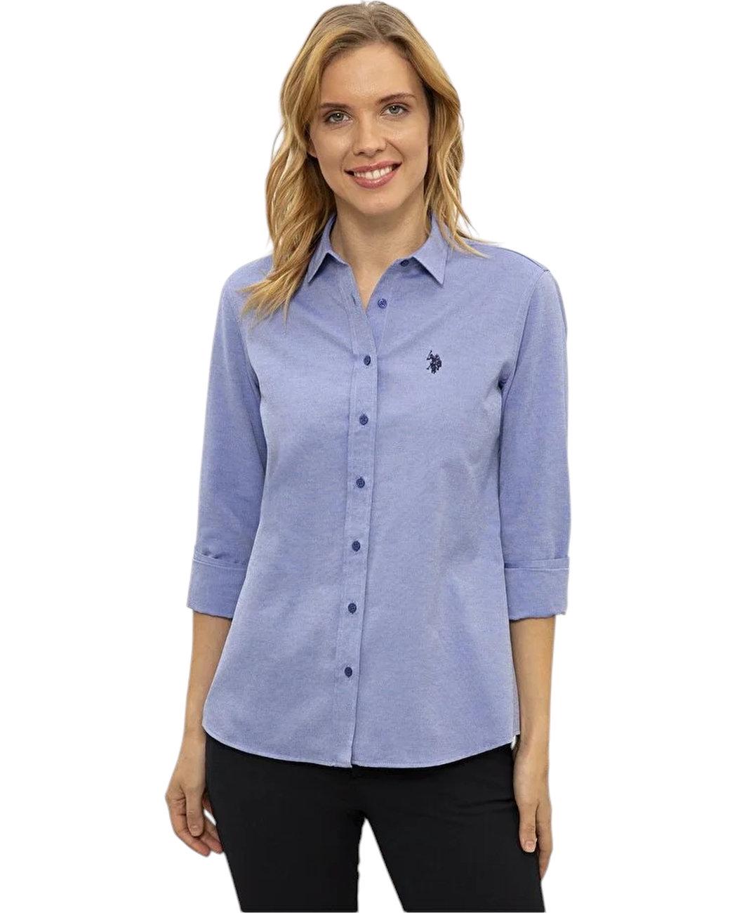 Рубашка женская с длинным рукавом U.S. Polo Assn. 742372.BLUE M Голубой (8683857712821)