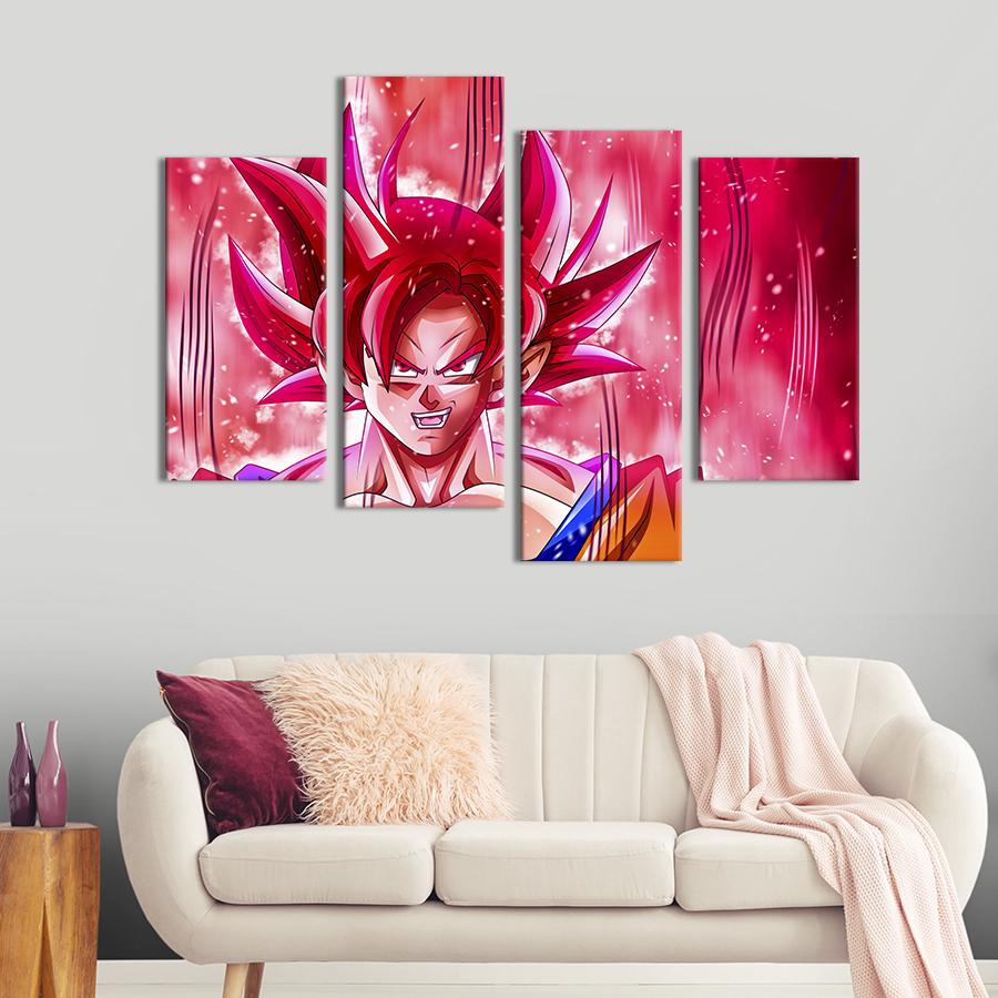 Картина модульная из 4 частей Розовый Гоку из Жемчуга дракона M 89x56 см (661-42)