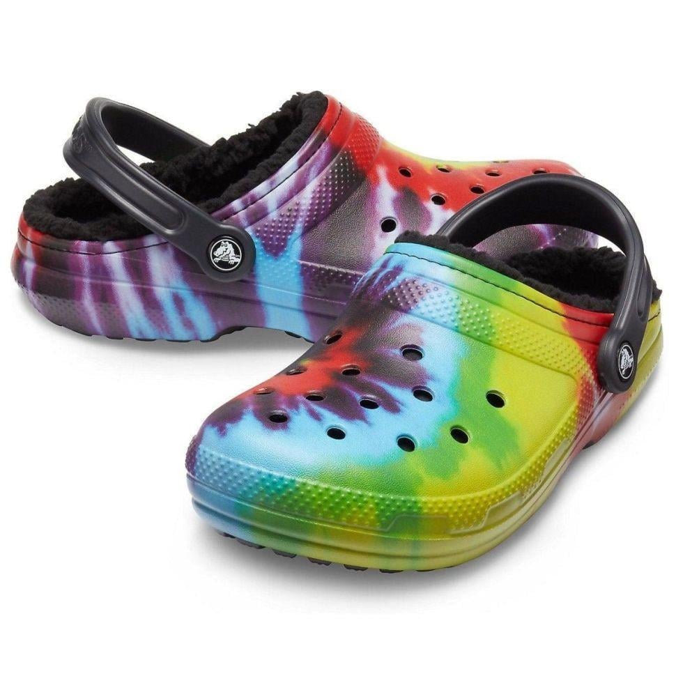 Сабо жіночі утеплені Crocs Classic Lined Tie Dye Graphic Clog Color р. 39-40 Чорний (16296)