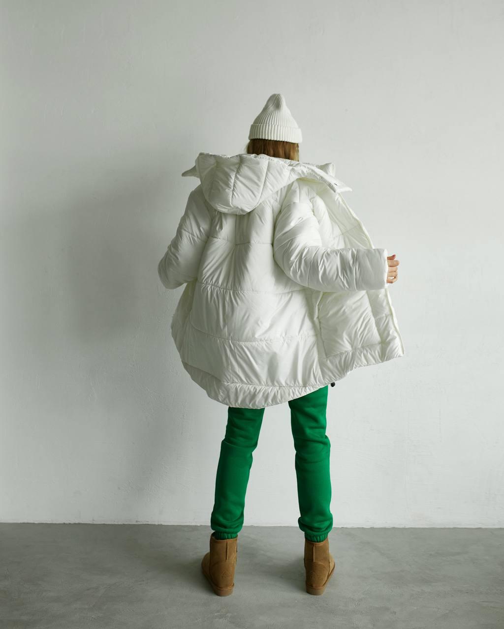 Пуховик Овер р. 48-52 Молочный - фото 3