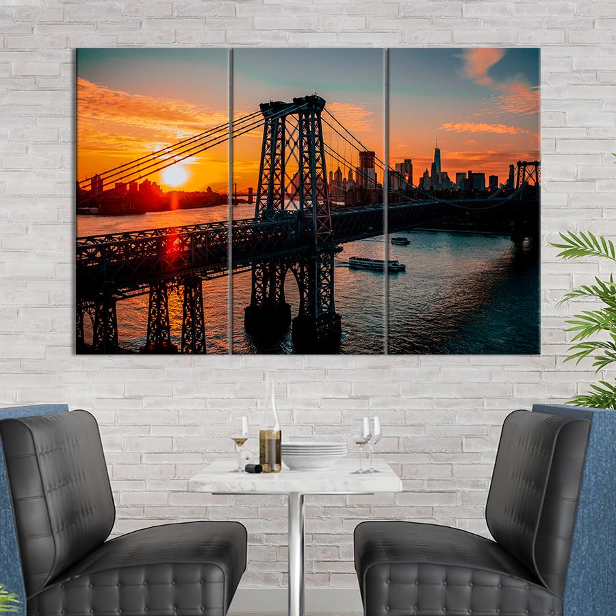 Картина город Знаменитый Вильямсбургский мост 128x81 см (A773-3)