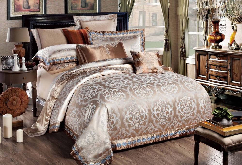 Комплект постельного белья Bella Villa с кружевом евро сатин-жаккард J -0071 EU (DR012662)