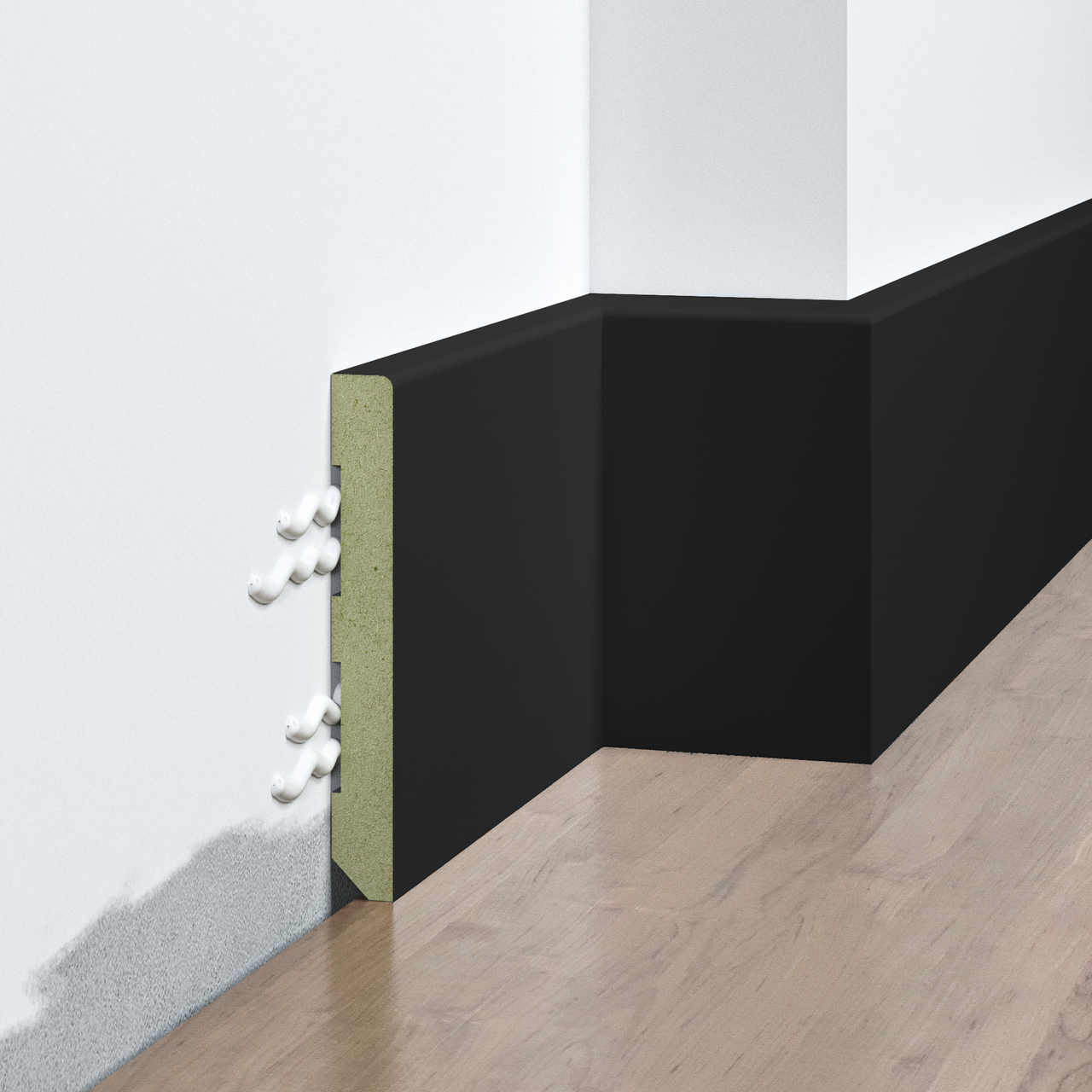 Плінтус накладний FSPRO 1080R2 МДФ 2,5 м Чорний (P.MDF1080R2B)