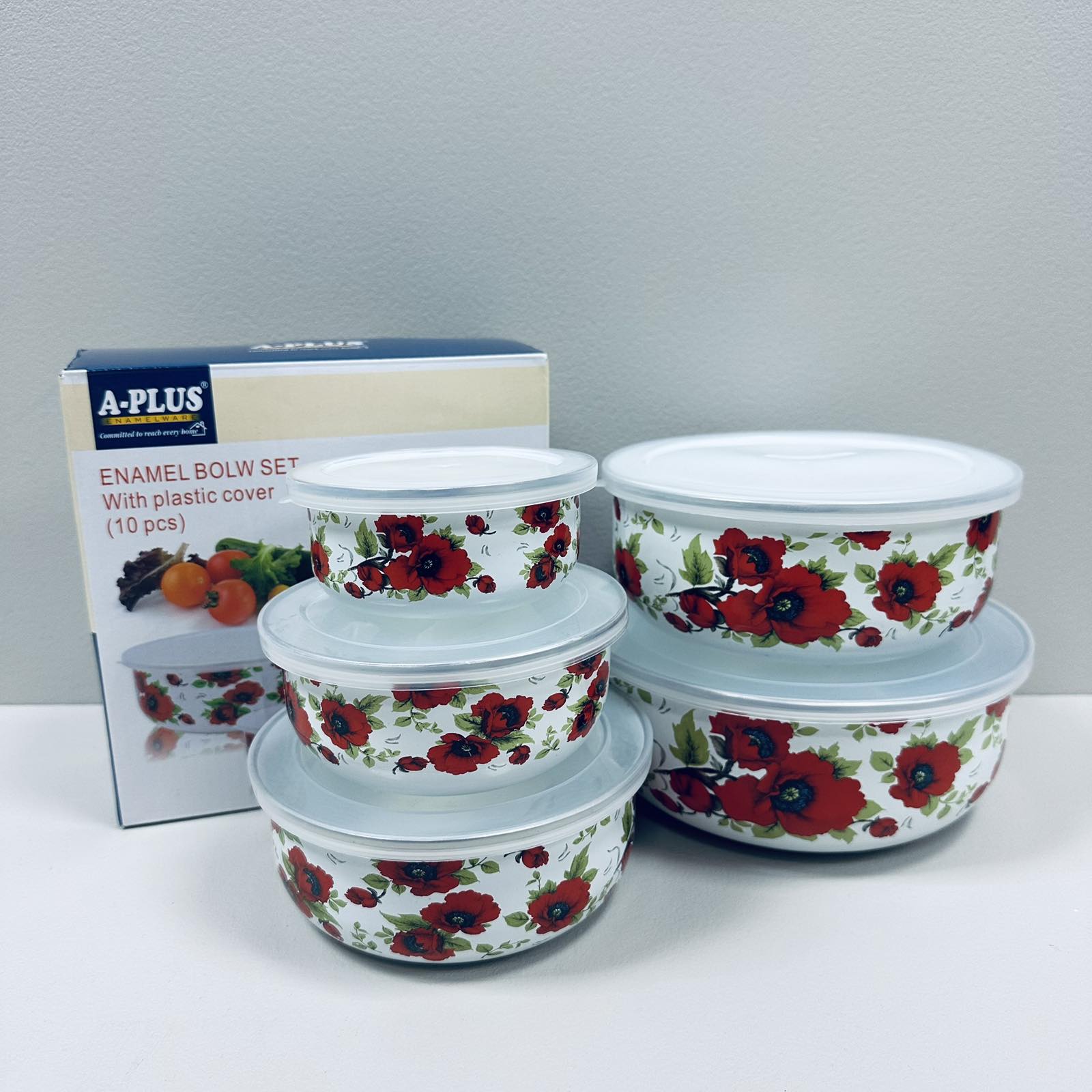 Набор эмалированных лотков A-PLUS 0967 Маки 5 шт. (23283) - фото 2