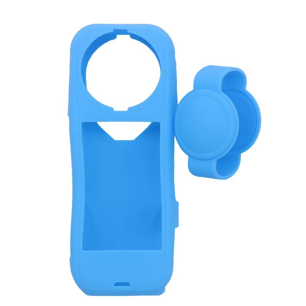 Чехол для силиконовый камеры Insta360 X5 и крышка-колпачок для объектива Голубой