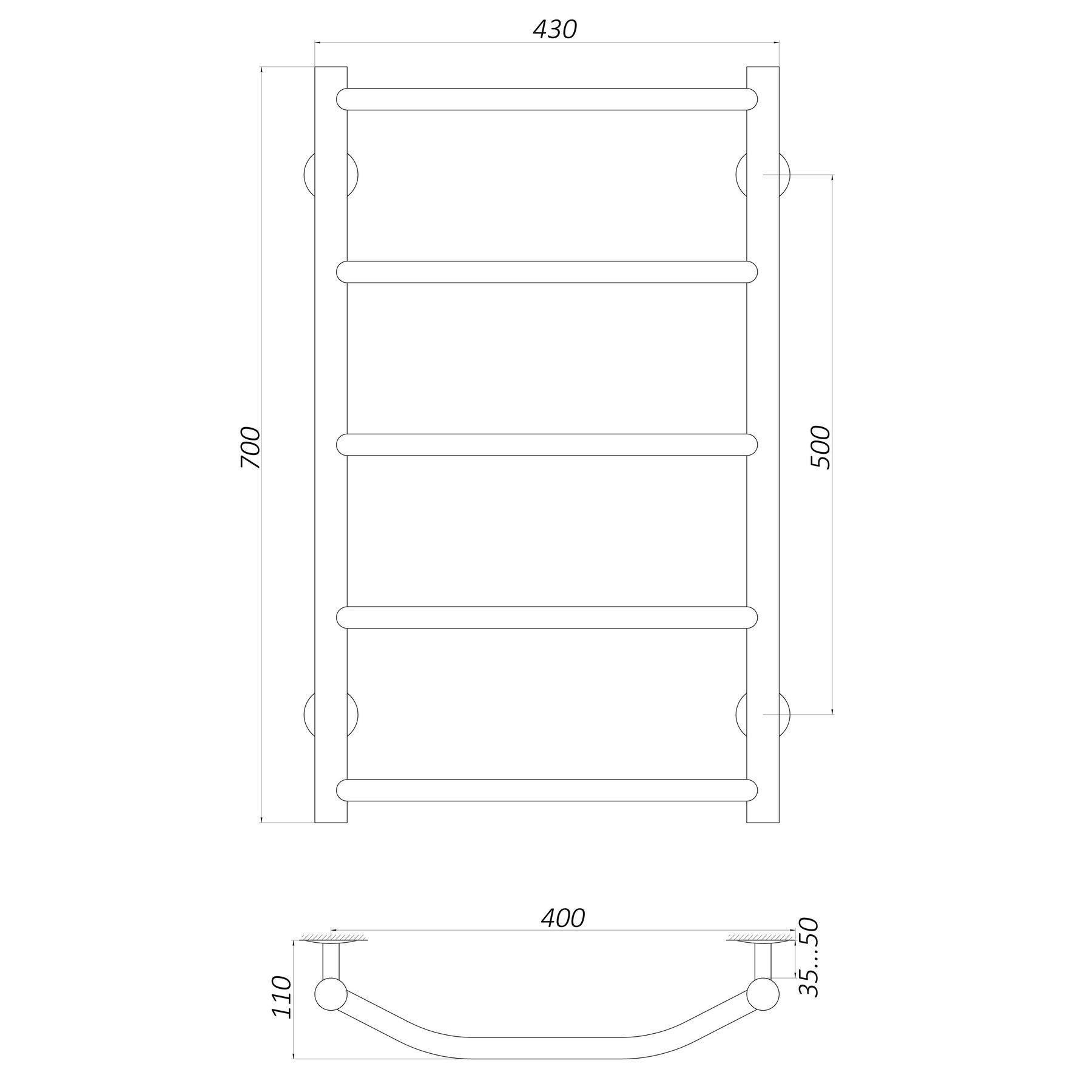 Полотенцесушитель UNIO LT W 700-400-5 Лестница Трапеция (20644) - фото 4 Полотенцесушитель UNIO LT W 700-400-5 Лестница Трапеция (20644) - фото 4