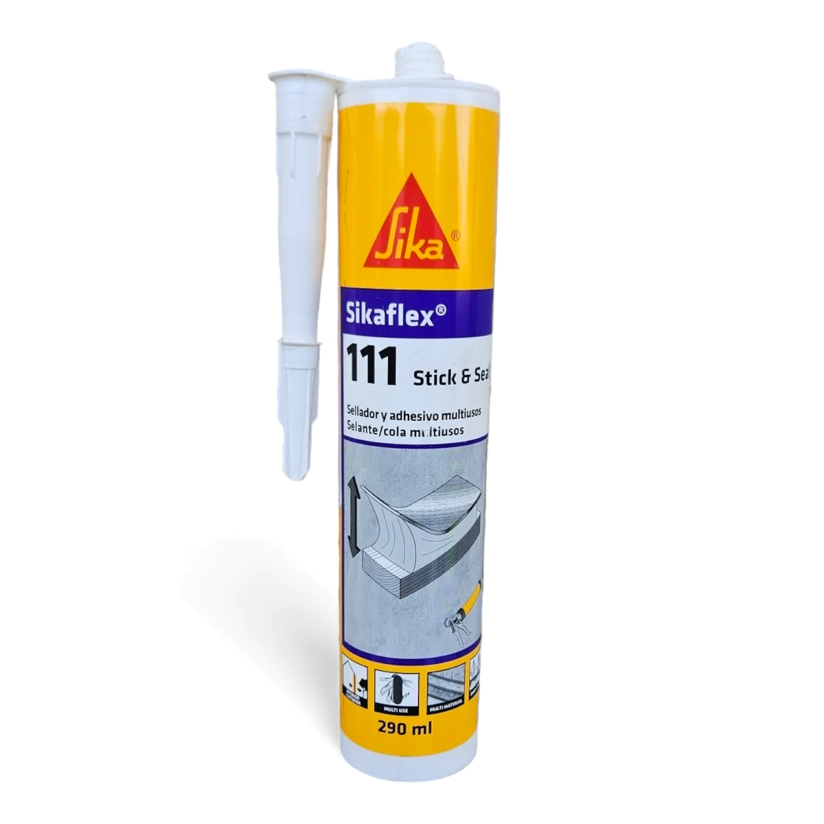 Клей-герметик багатоцільовий еластичний Sika Sikaflex-111 Stick & Seal силан-модифікований полімер картридж 290 мл Білий