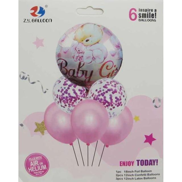 Воздушные шары для гендер пати Baby-girl 6 шт. Розовый (1212-11-P)