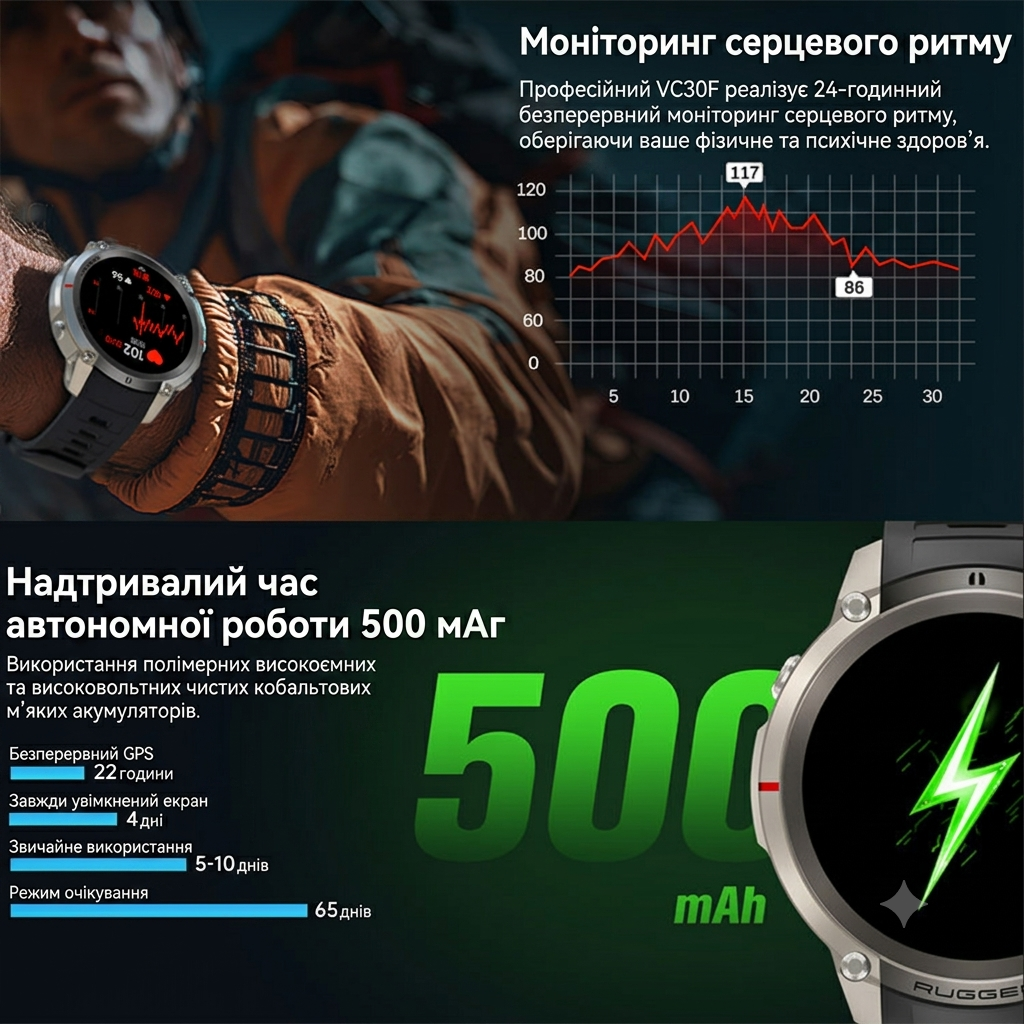 Смарт-часы тактические Glory Tank X59 ULTRA Black — фото 10
