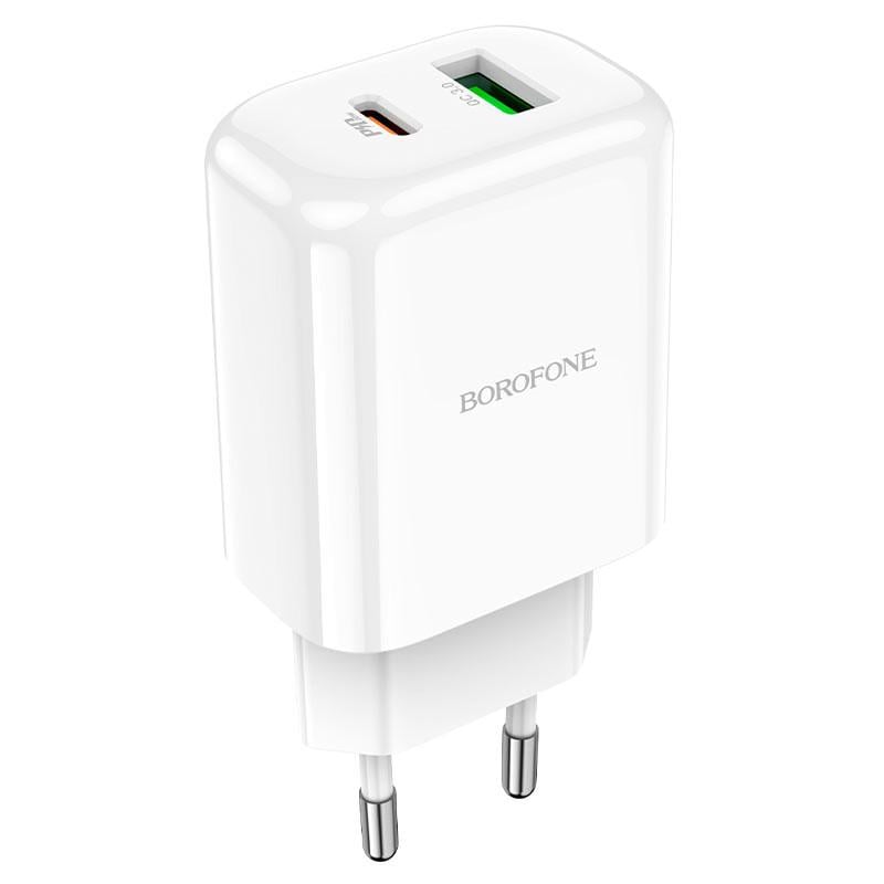 Зарядний мереживний пристрій універсальний Borofone BN4 PD20W+QC3.0 1USB/1Type-C/3A White