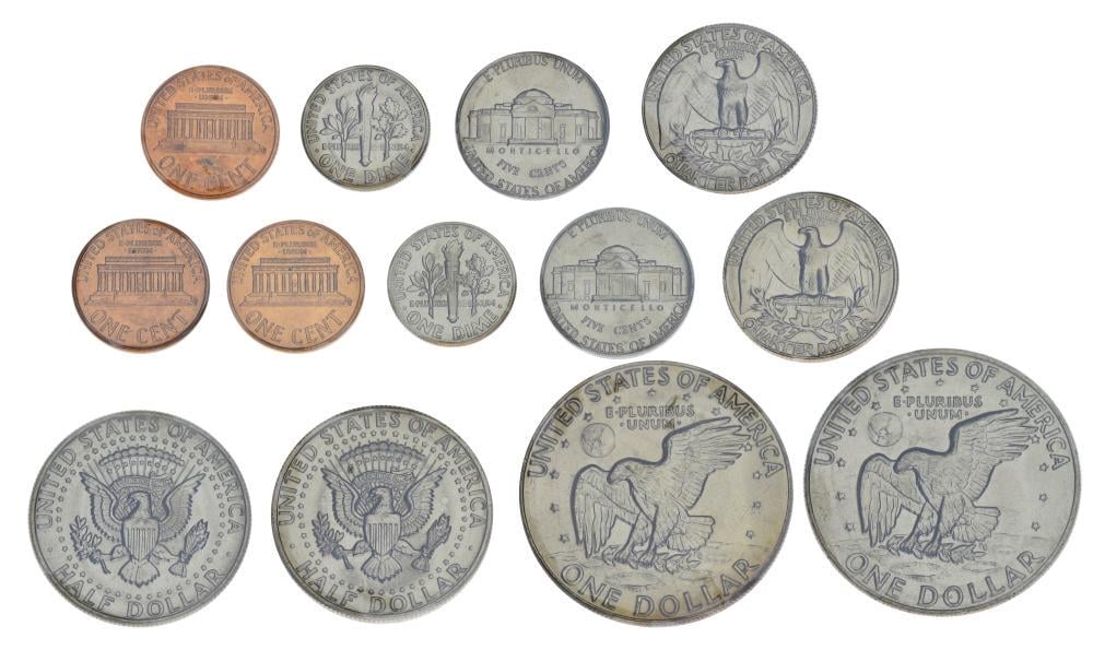 Коллекционные монеты США 13 шт. 1974 AU-UNC D S 1/5/10/25/50 центов/1 доллар (М21401) Коллекционные монеты США 13 шт. 1974 AU-UNC D S 1/5/10/25/50 центов/1 доллар (М21401)