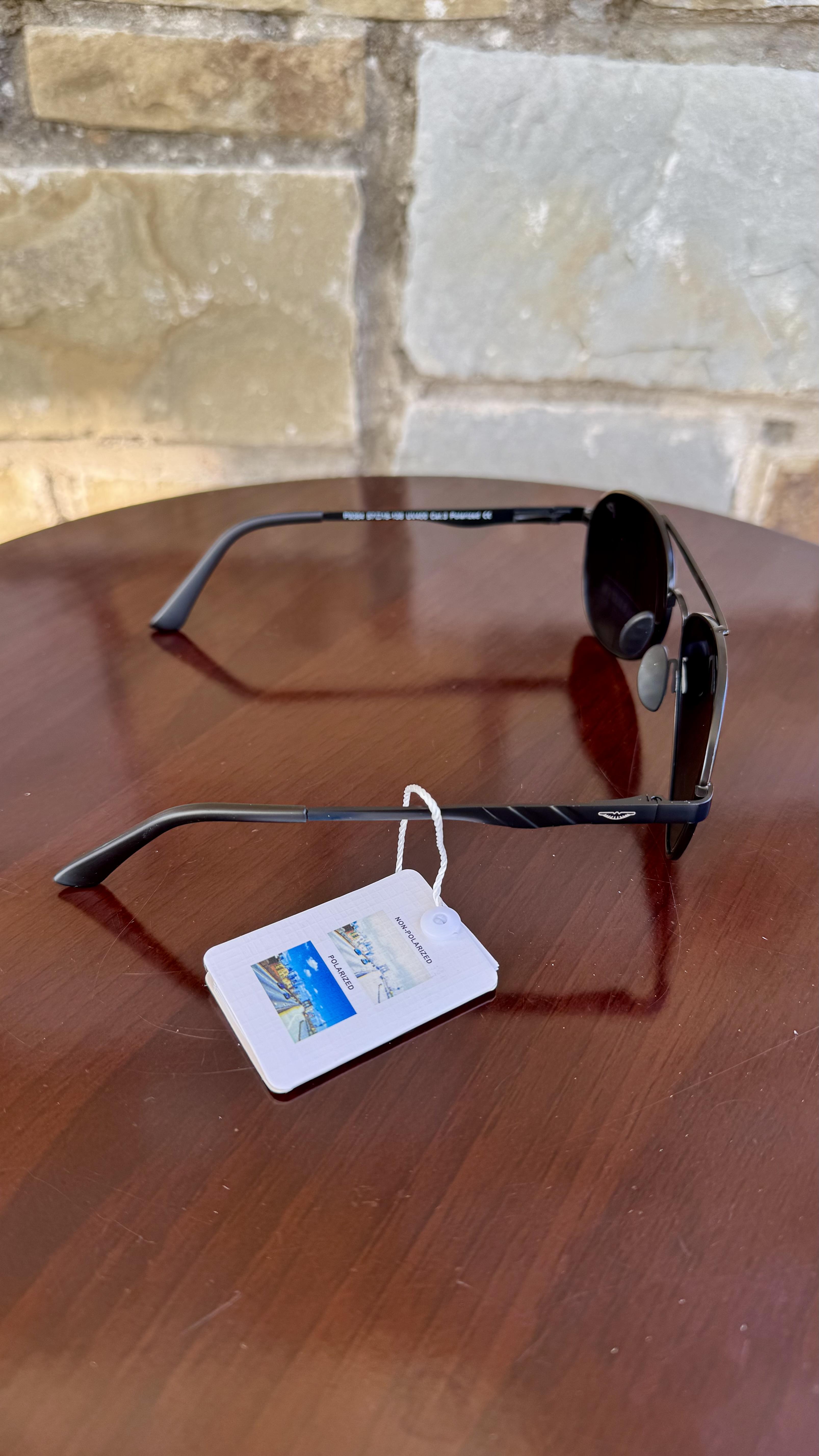 Солнцезащитные очки мужские Polaroid Aviator поляризационные антибликовые капля матовые Зелено-серый (eb59d0f7) - фото 4