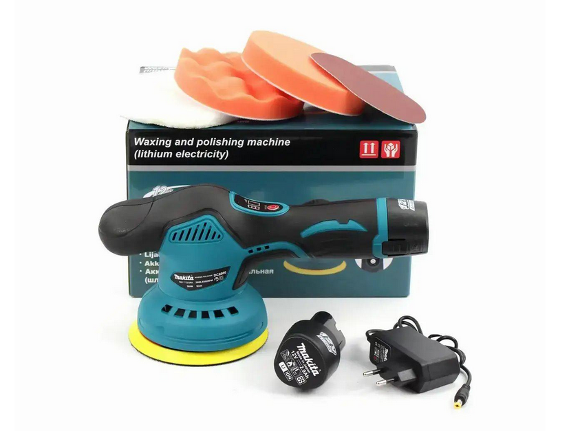 Машинка полірувальна акумуляторна Waxing and polishing machine 1250W з двома акумуляторами 12V і набором насадок