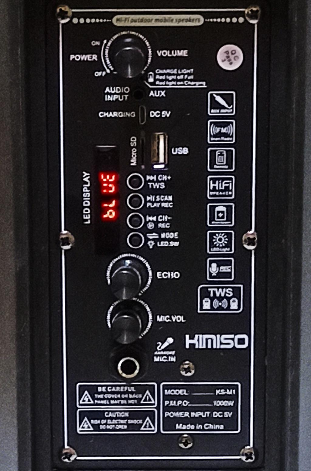 Портативна колонка Kimiso KS-M1 із мікрофоном (30261) - фото 4 Портативна колонка Kimiso KS-M1 із мікрофоном (30261) - фото 4