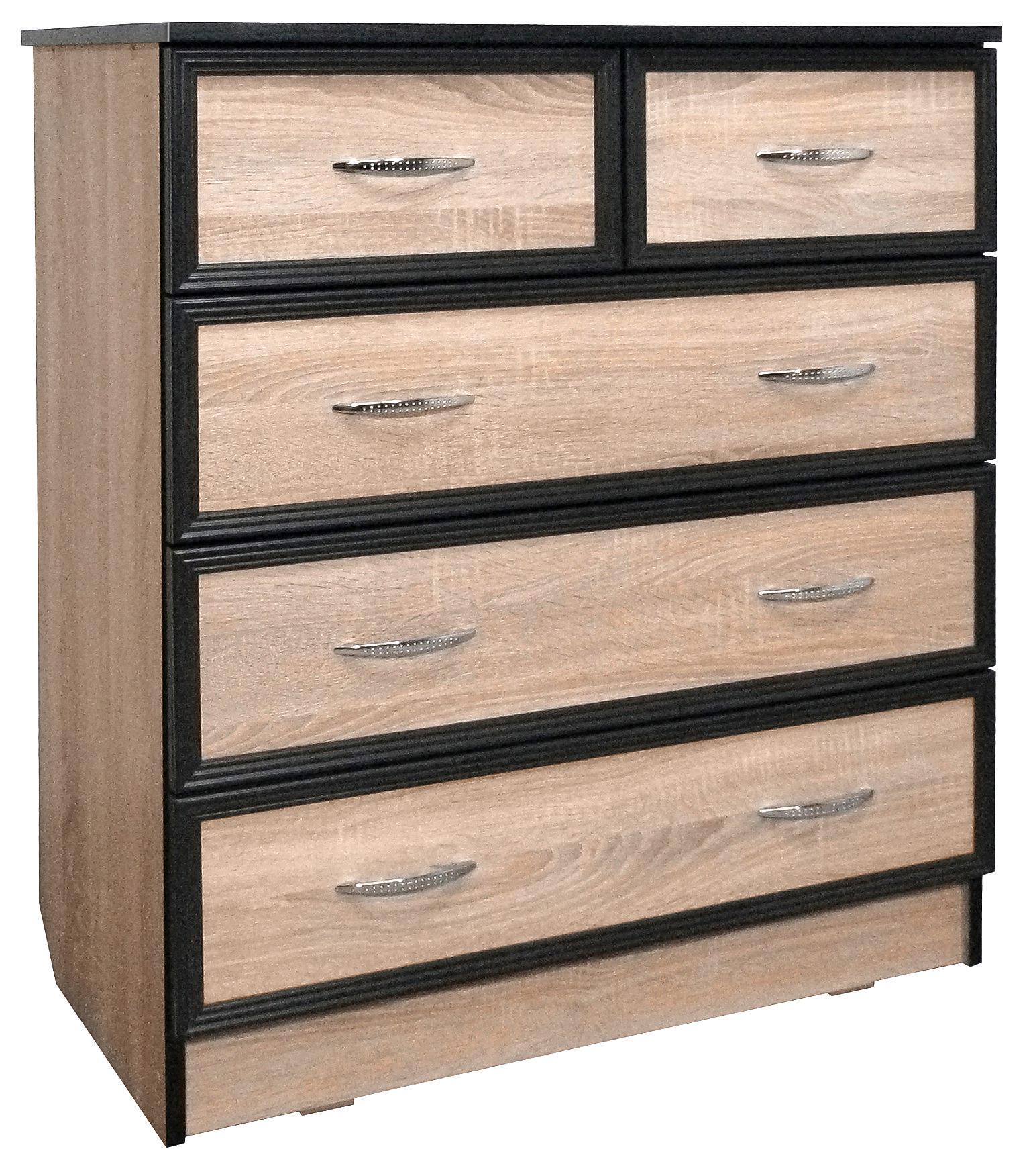 Комод МАКСИ-МЕбель Лойд МДФ накладки декор плюс 5 ящиков Дуб сонома (12463)