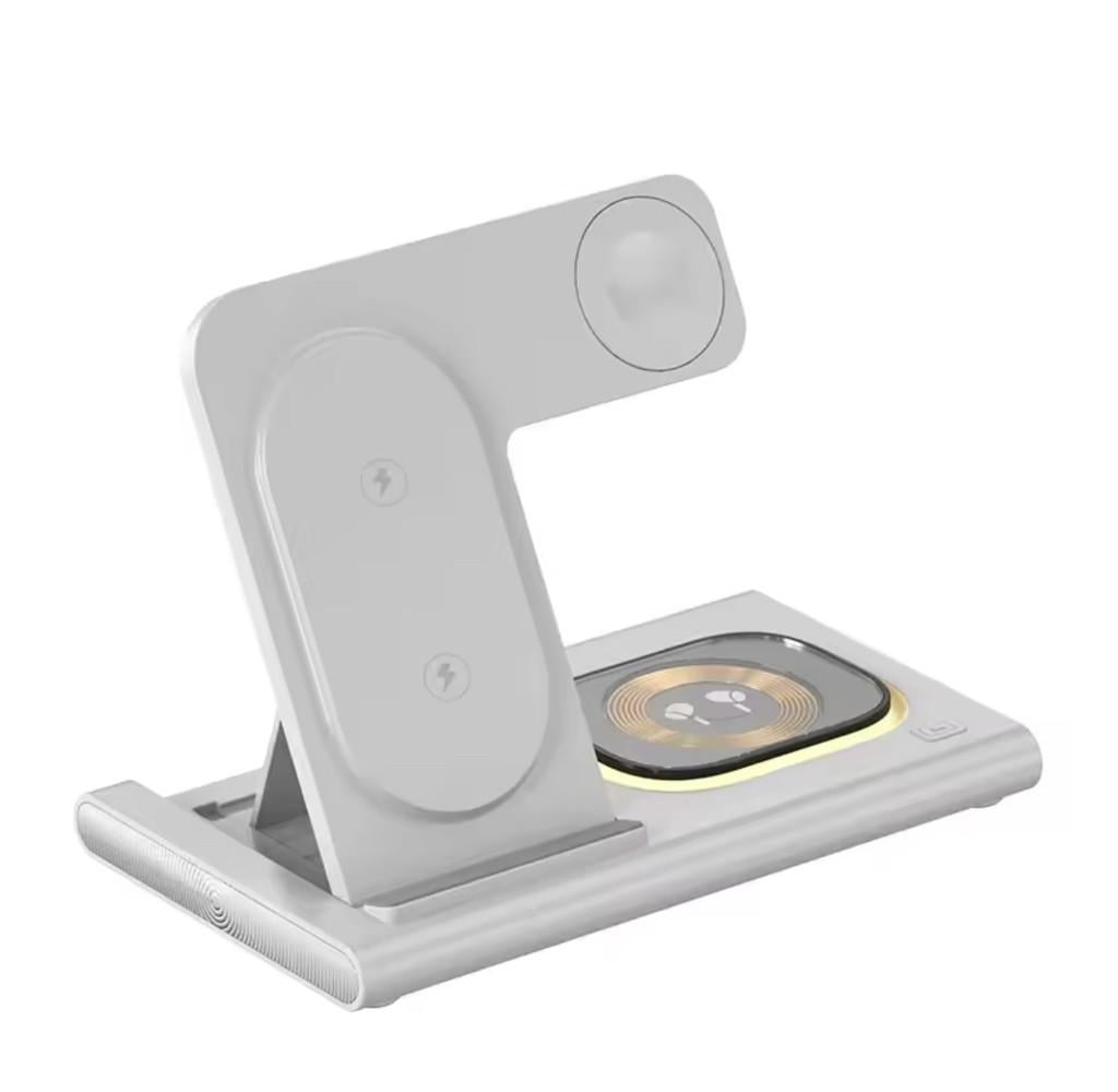 Беспроводная зарядка 15W с подсветкой для iPhone/Apple Watch/AirPods White