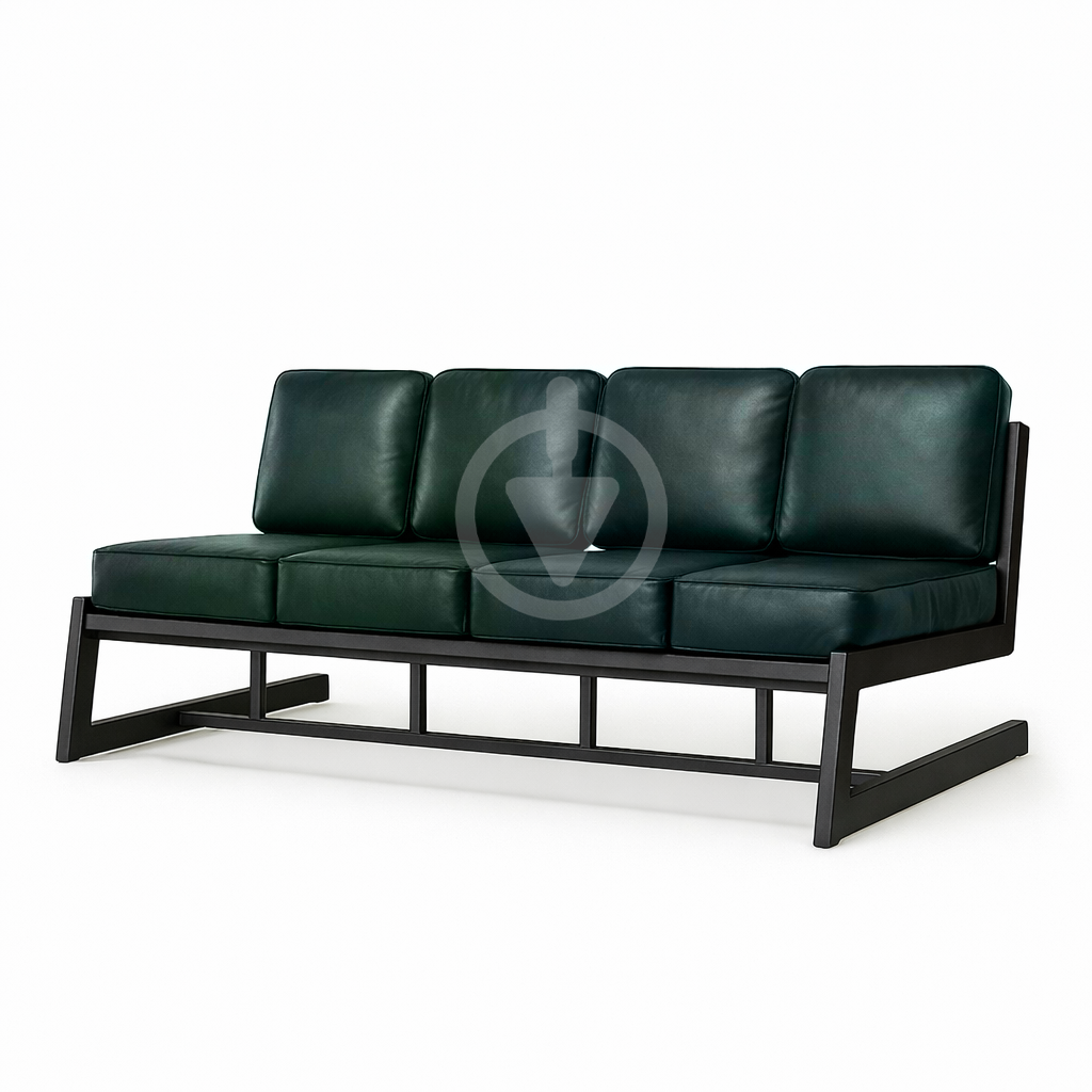 Диван металевий AVVS Атлас лофт екошкіра 246 см Темно-зелений