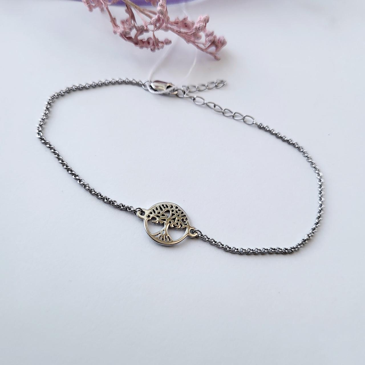 Браслет на руку Дерево без камней из серебра 925 пробы 16-20 см 1,98 г (1069)