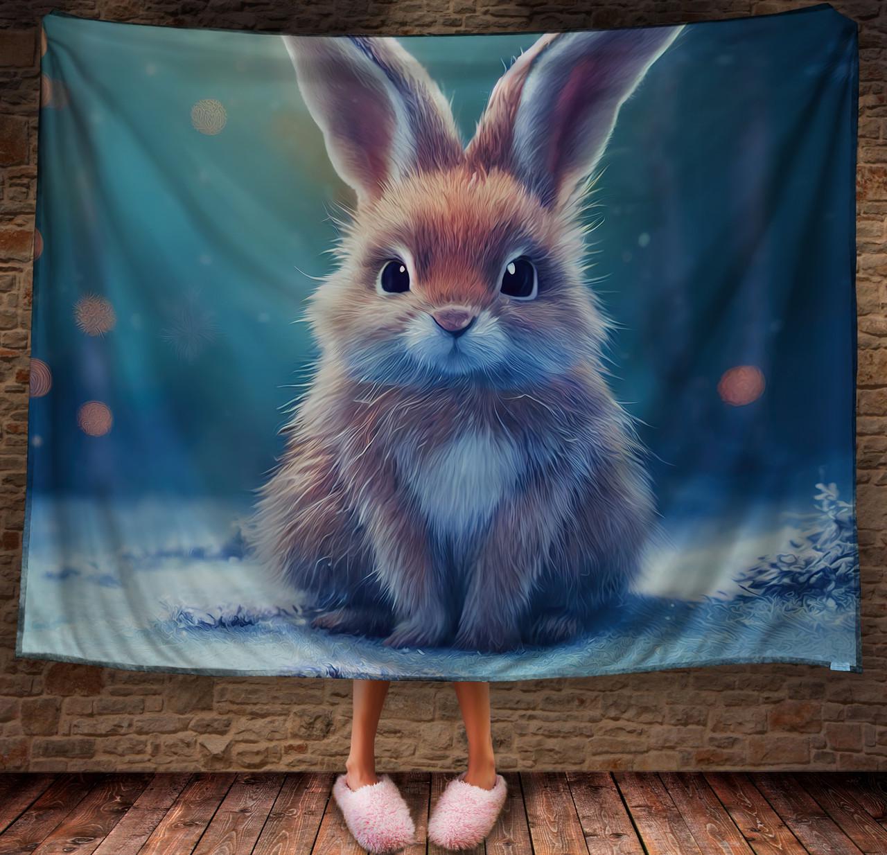 Плед с 3D принтом 23 Кролик в зимнем сказочном лесу 150х200 см (epi_1835)