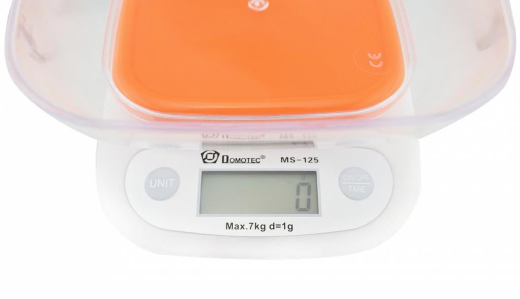 Весы кухонные электронные Domotec MS-125 с чашей на 7 кг Orange - фото 2