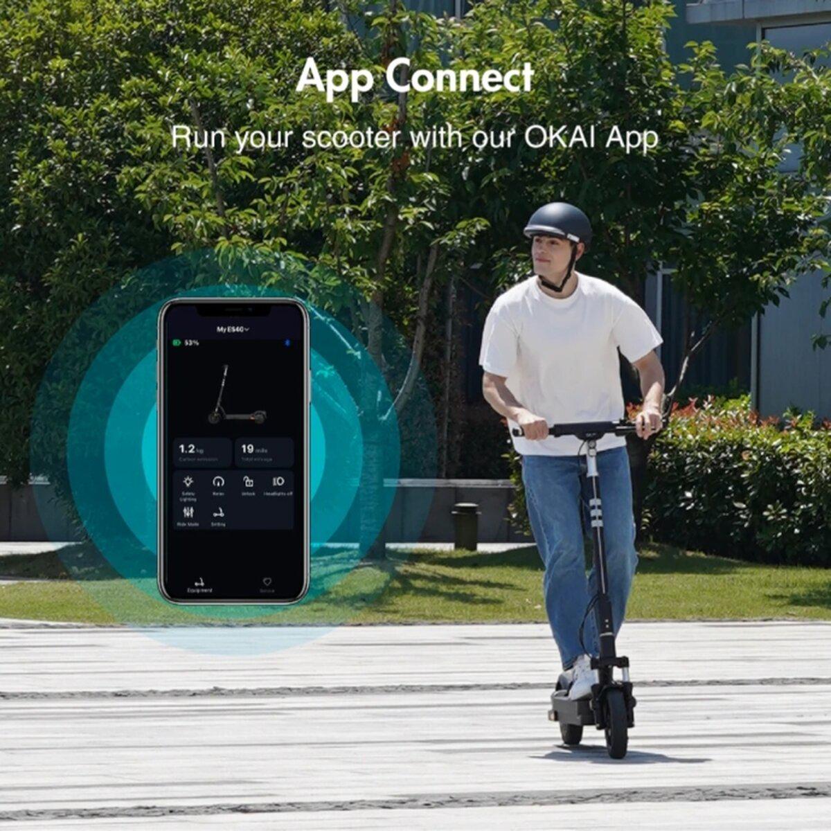 Електросамокат OKAI ES40 10" 500/1000W 15,6 Ah 70 км 38 км/г 25% NFC App 28 кг Black (ES40-B) - фото 6